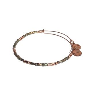 Alex and Ani Pine Zephyr Metallic Beaded Bangle Shiny Copper Rose Gold Finish